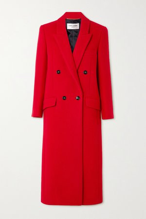 Red Double-breasted cashmere and wool-blend coat | SAINT LAURENT | NET-A-PORTER