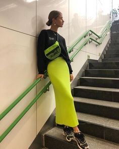 neon green modest outfit