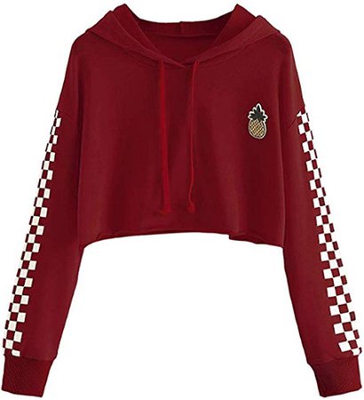 Amazon.com: Women's Cute Crop Top Teen Girls Cropped Hoodie Pineapple Print Sweater Jacket Sweatshirt Jumper Pullover Tops Green: Clothing