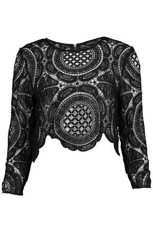 Holly Crochet Lace Zip Back Crop Top | Boohoo