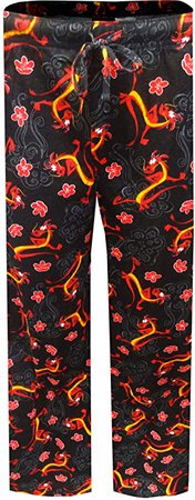 Disney Men's Mulan Mushu Dragon Black Lounge Pants (Large) at Amazon Men’s Clothing store