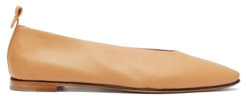 High Vamp Leather Ballet Flats - Womens - Nude