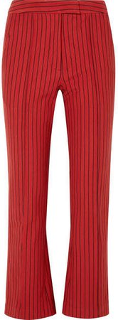 The Scrunchy Striped Cotton-blend Jacquard Flared Pants