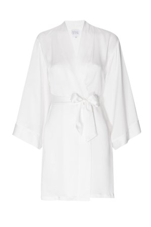 Helena Quinn 'Porcelain' White Silk Robe- SHORT kimono