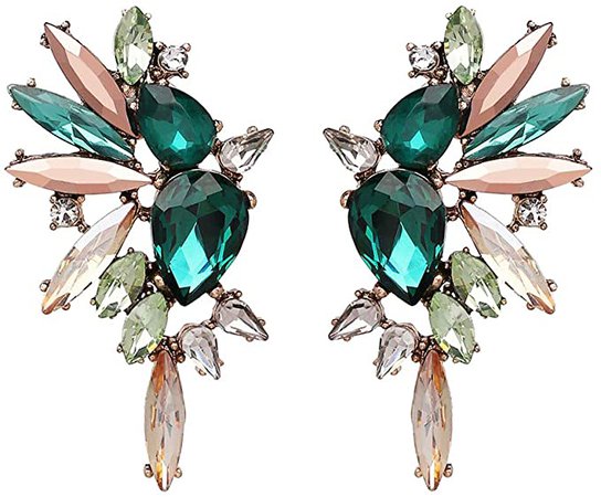 Amazon.com: Fahion Statement Stud Earring for Women Girls Green Crystal Earrings : Clothing, Shoes & Jewelry