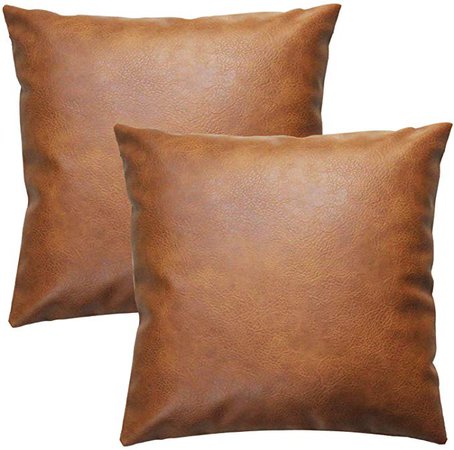 Amazon.com: JOJUSIS Modern Leather Throw Pillow Covers for Couch Sofa Bed Set of 2 18 x 18 Inch 100% Faux Leather: Home & Kitchen