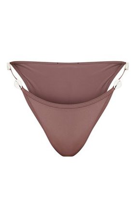 Brown Shell Trim Bikini Bottom | Swimwear | PrettyLittleThing