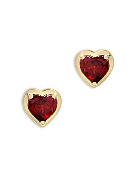 Garnet heart stud earrings