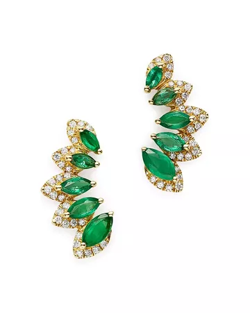 Bloomingdale's Emerald & Diamond Climber Earrings in 14K Yellow Gold - 100% Exclusive | Bloomingdale's