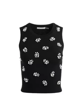 Amity Embellished Cropped Tank In Black | Alice And Olivia