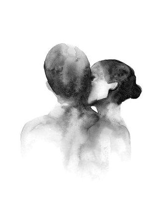 Watercolor Kiss Poster - Couple in watercolor - Desenio.com