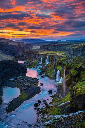 waterfalls nautre sunset