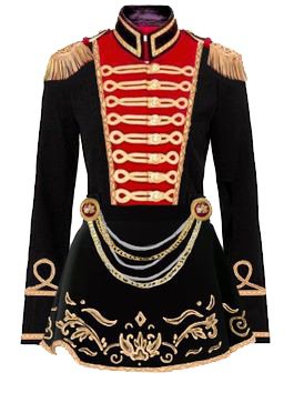 Red, Black & Gold Military Jacket With Skirt