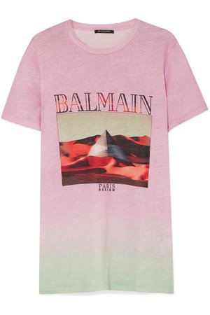 Balmain | T-shirt en lin à imprimé ombré | NET-A-PORTER.COM