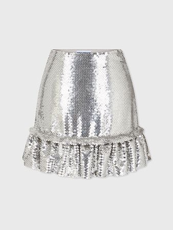 Silver Sequins Skirt | Female | Paco Rabanne