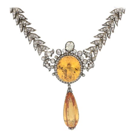 Victorian Imperial Topaz and Diamond Necklace Circa 1860's For Sale at 1stDibs