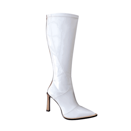 JESSICABUURMAN – KOMIE Color Block Patent Leather Knee High Boots