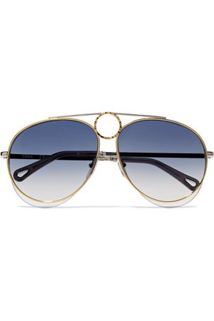 Chloé | Aviator-style gold and silver-tone sunglasses | NET-A-PORTER.COM