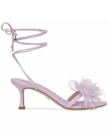 Sam Edelman Women's Pammie Ankle-Tie Flower Kitten Heels - Macy's