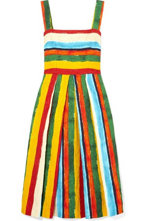 Modern Society Pleated striped brocade midi dress