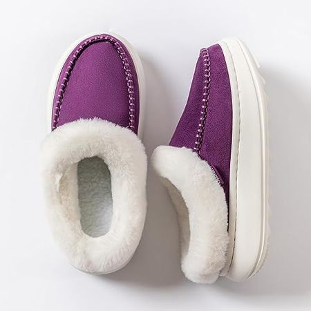 Amazon.com | UBFEN Cloud Suede Slippers for Women Fluffy Plush Thick Sole Padding Support House shoes Size 7 Purple Cushioned Bedroom Sliper for Female 37 | Shoes