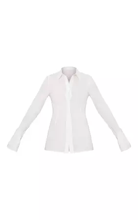 White Chiffon Fitted Shirt | Tops | PrettyLittleThing USA