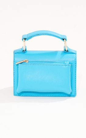 Blue Pu Pocket Tab Detail Mini Grab Bag | PrettyLittleThing USA