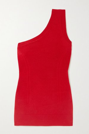 AZ Factory - Mybody One-shoulder Stretch-knit Tank - Red