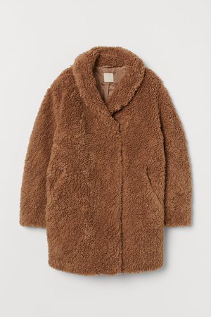 Faux Fur Teddy Bear Coat - Beige
