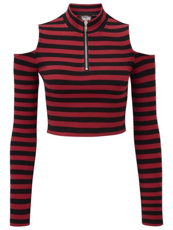 black and red striped top