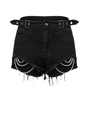 black denim chain shorts