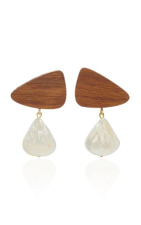 Sophie Monet Moonrise Gold-Plated Mother-Of-Pearl Wood Earrings