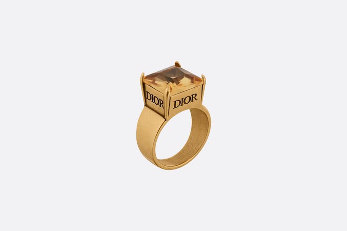 Dio(r)evolution Ring Antique Gold-Finish Metal and Citrine | DIOR
