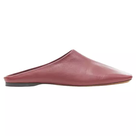 OLD CELINE PHOEBE PHILO burgundy red square toe babouche moccasin flats EU37.5 For Sale at 1stDibs
