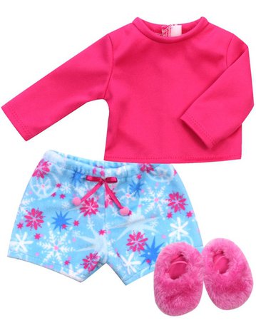 Star Print Fleece Shorts Pajamas, Tee and Slippers - On Sale! Nov. 4th - Nov. 18th - My Doll's Life