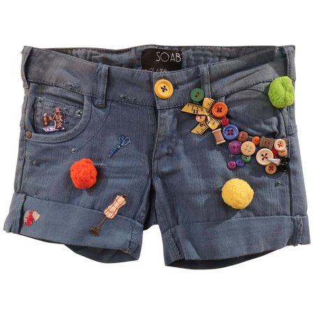 SOAB Blue cotton tailor buttons short For Sale at 1stDibs