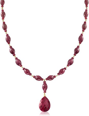 Amazon.com: Ross-Simons 185.00 ct. t.w. Ruby Drop Necklace in 18kt Yellow Gold Over Sterling Silver. 20 inches: Clothing, Shoes & Jewelry