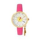 HE LOVES ME DANGLE PINK WATCH: Betsey Johnson