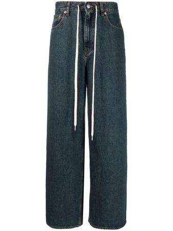 MM6 Maison Margiela drawstring-fastening pants  wide-leg Jeans - Farfetch