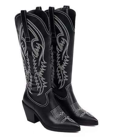 MFYB Black Stitched Cowboy Boot - Women | Best Price and Reviews | Zulily
