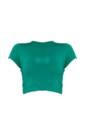 PLT Green Short Sleeve Basic Crop Top
