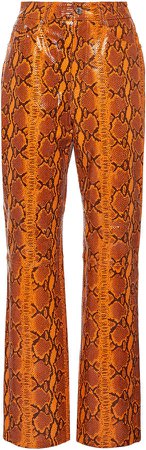 Denim Shiloh Snakeskin Leather Straight Leg Pants Size: 24