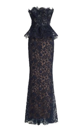 Silk Lace Peplum Gown By Marchesa | Moda Operandi