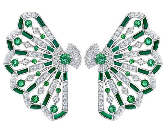emerald fan earrings