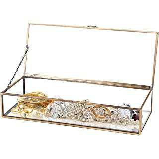 Amazon.com: MyGift Vintage Clear Glass & Brass Metal 4 Drawer Display Box/Dresser Top Jewelry Storage Organizer: Home & Kitchen