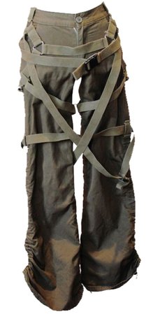 army green strapped cargo pants