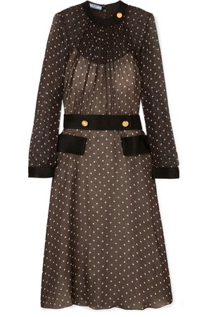 Prada | Belted polka-dot chiffon midi dress | NET-A-PORTER.COM