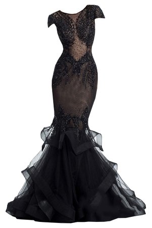 Dress Long Mermaid Black Lace