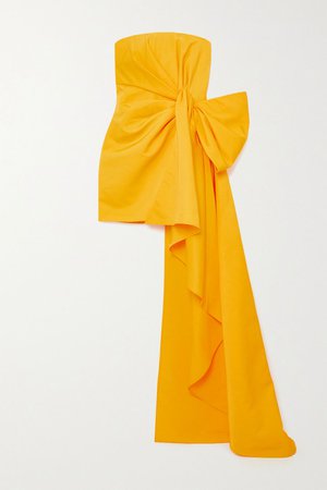 Yellow Strapless draped faille mini dress | Carolina Herrera | NET-A-PORTER