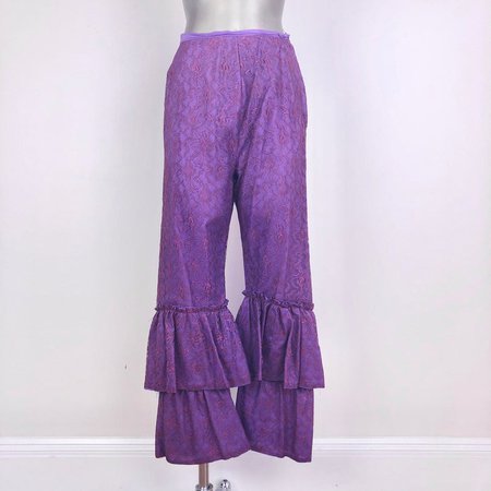 Incredible vintage 70s Purple Lacy Flamenco Bell Bottoms 25 | Etsy